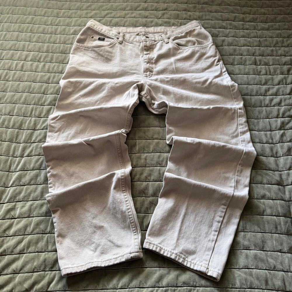 Vintage 90s Lee Made in USA Stone Beige Straight Leg Jeans 38x31